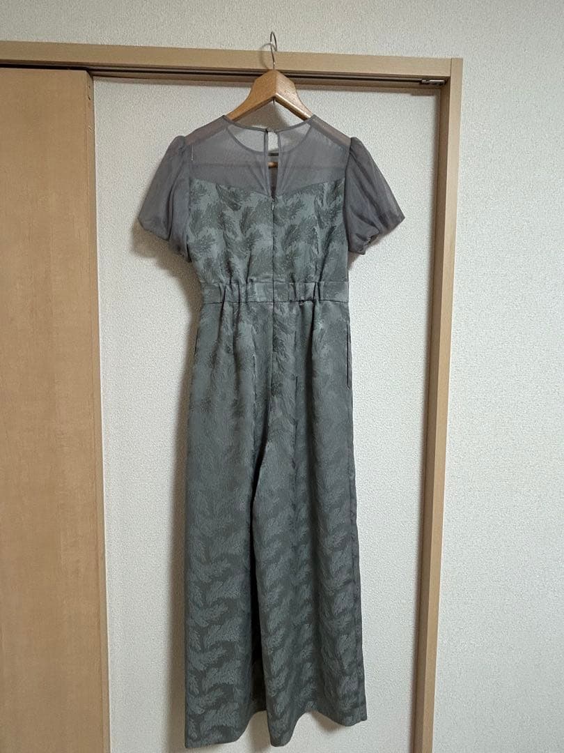 Kana チュール パフスリーブ ワイドパンツ オールインワン ハイウエスト　S