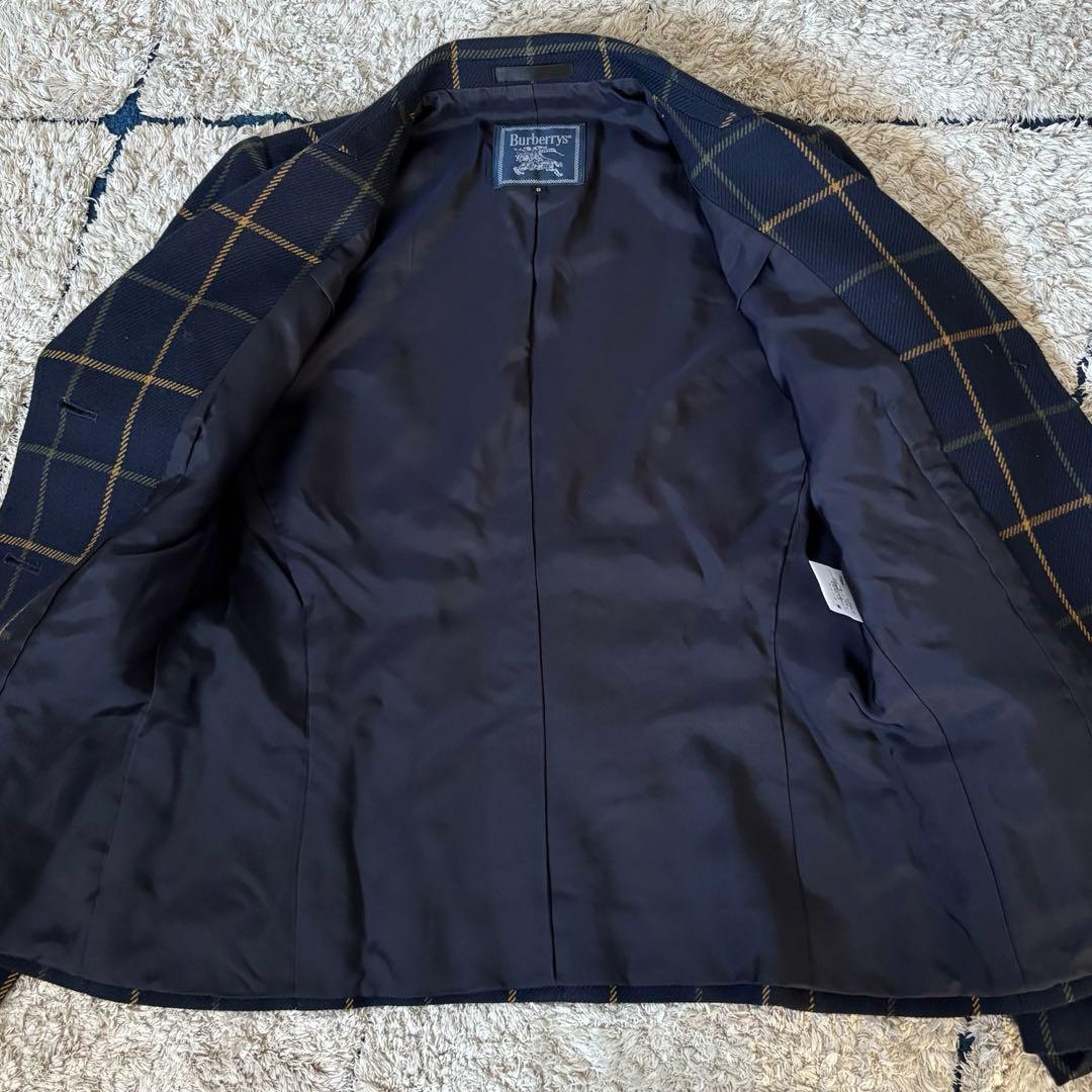 【未使用級✨】バーバリー　テーラードジャケット　メタル釦　チェック　ウール　9