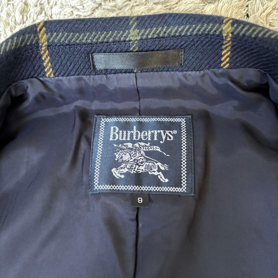 【未使用級✨】バーバリー　テーラードジャケット　メタル釦　チェック　ウール　9