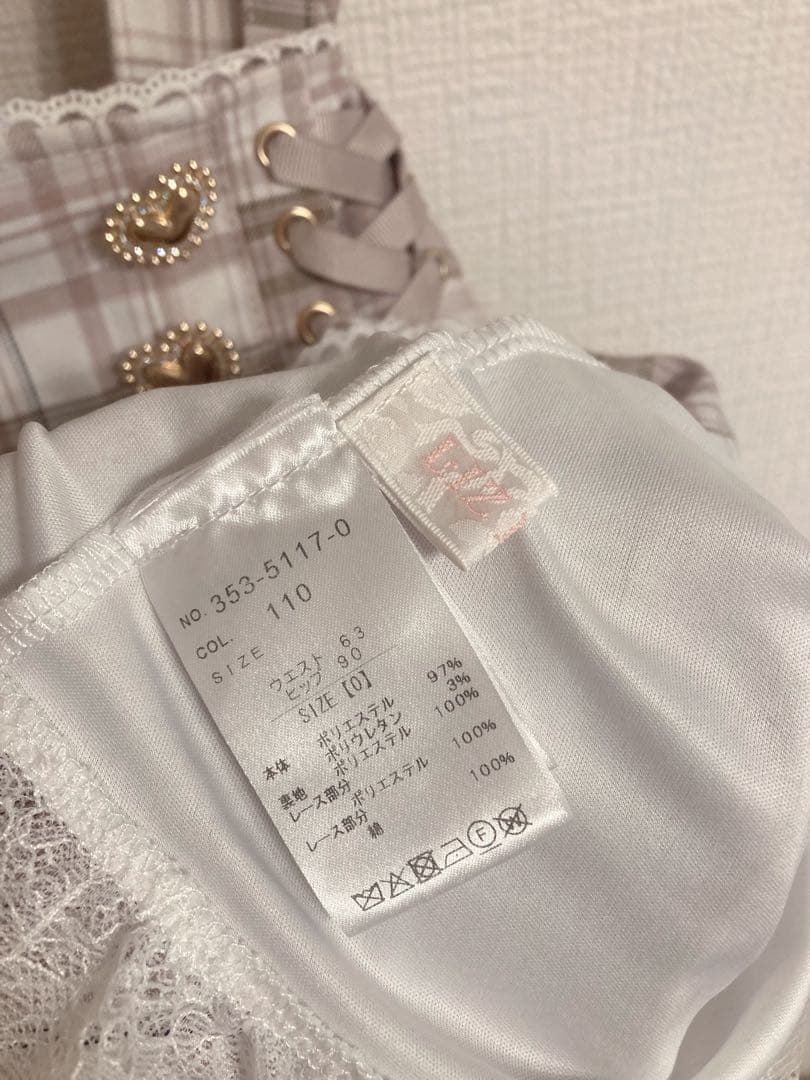 美品 LIZLISA はしごリボンチェックティアードスカパン ピンク