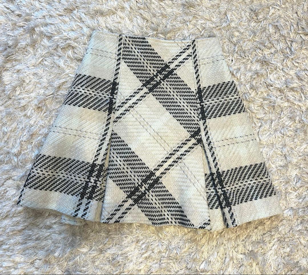 【新品タグ付き】SNIDEL ロービングチェックミニスカート 0サイズアイボリー