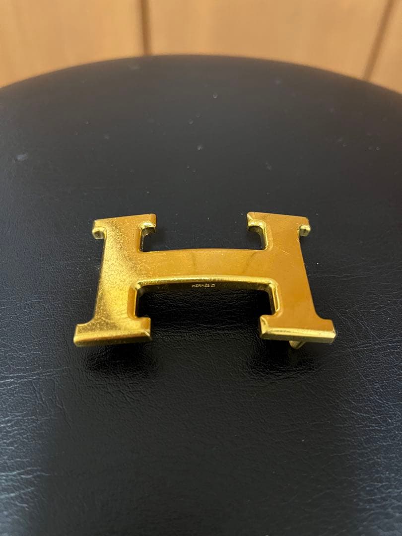 エルメス　レザーベルト　アイボリーとグレーのリバーシブル