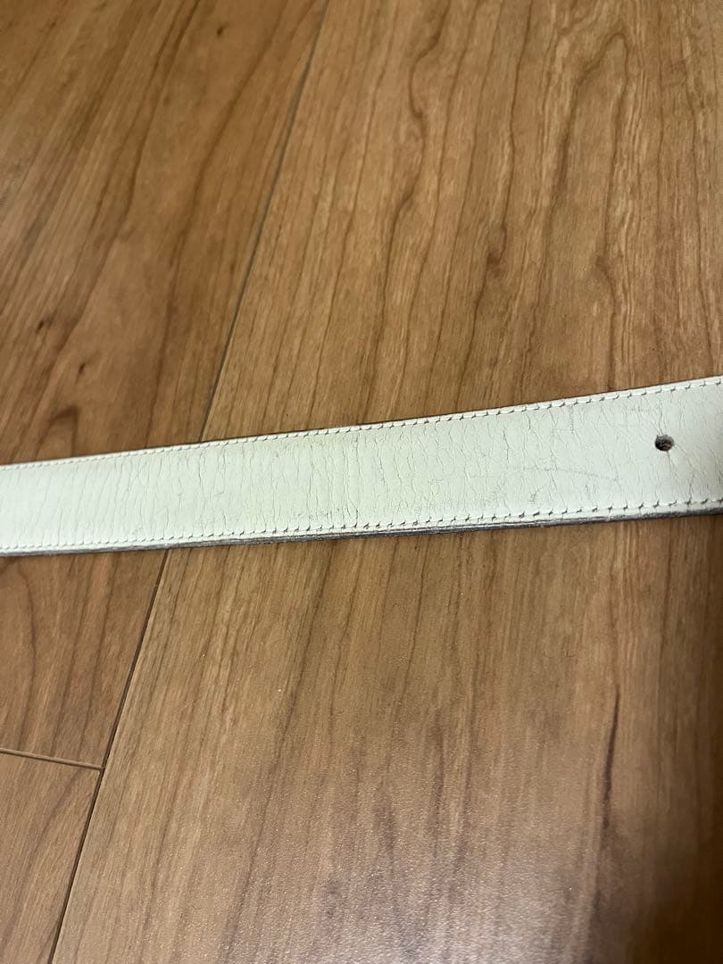 エルメス　レザーベルト　アイボリーとグレーのリバーシブル