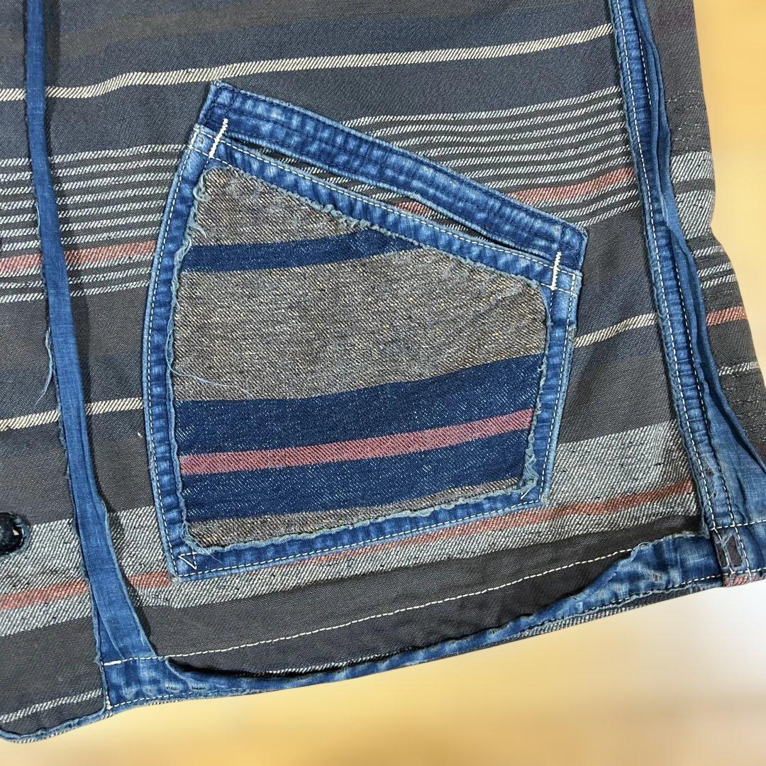 KAPITAL ダークブルー ストライプ ベスト