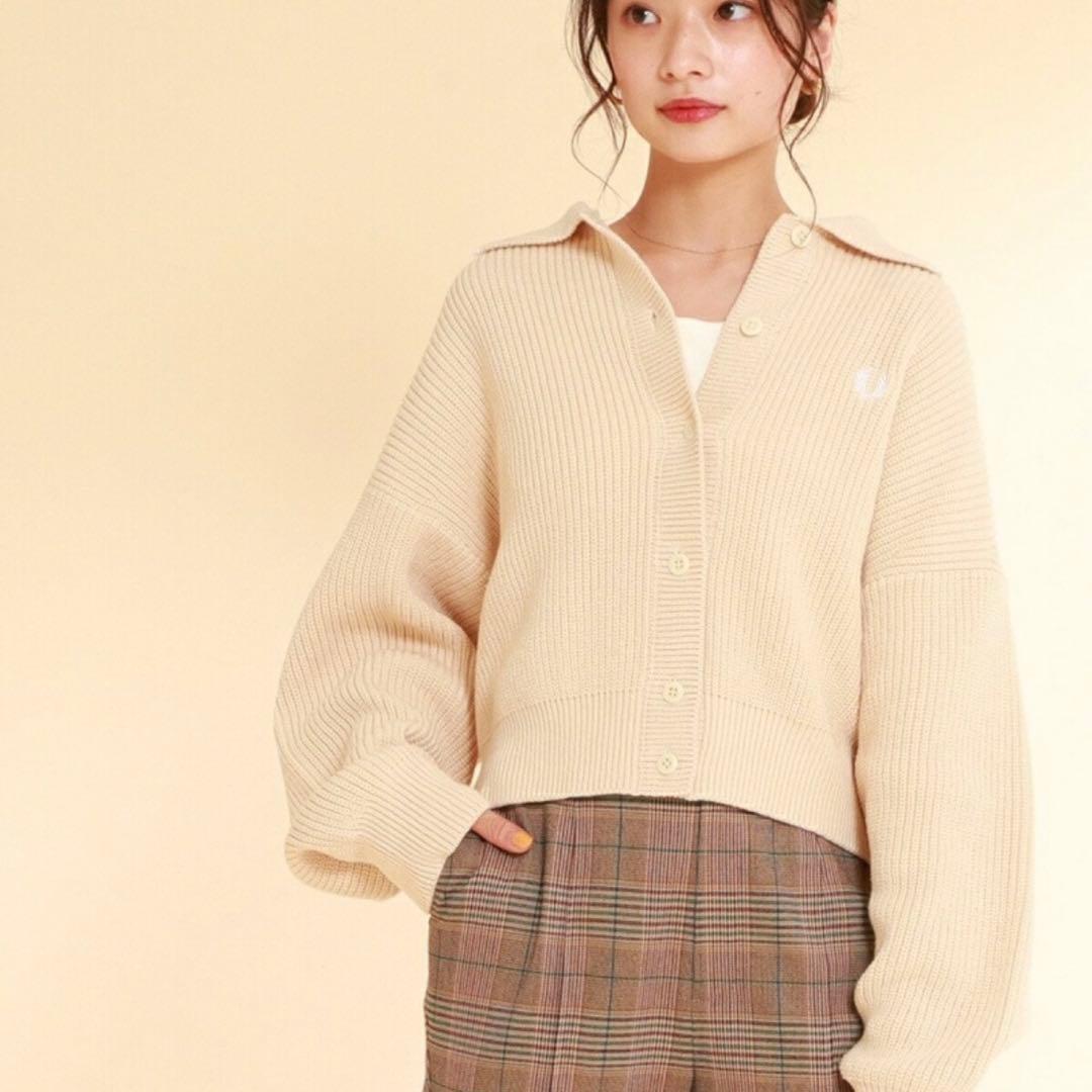 FRED PERRY×Ray BEAMS 別注ニットカーディガン ホワイト