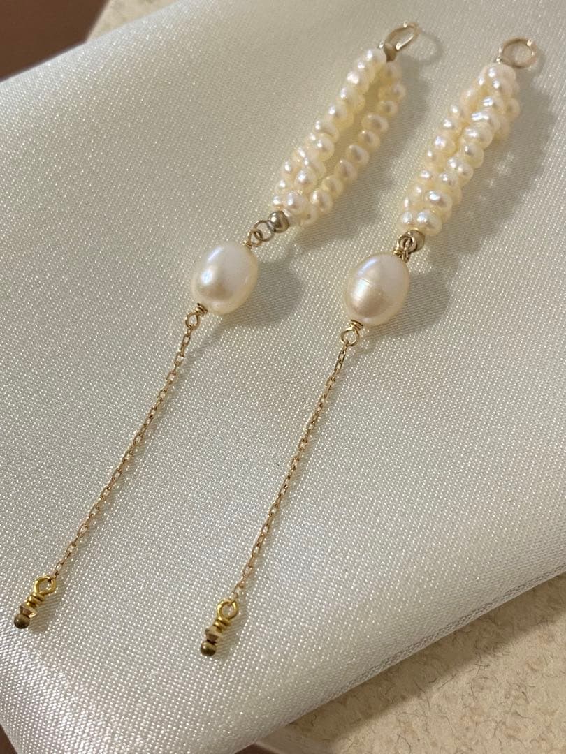 美品★アガット K10 パール ピアスチャーム