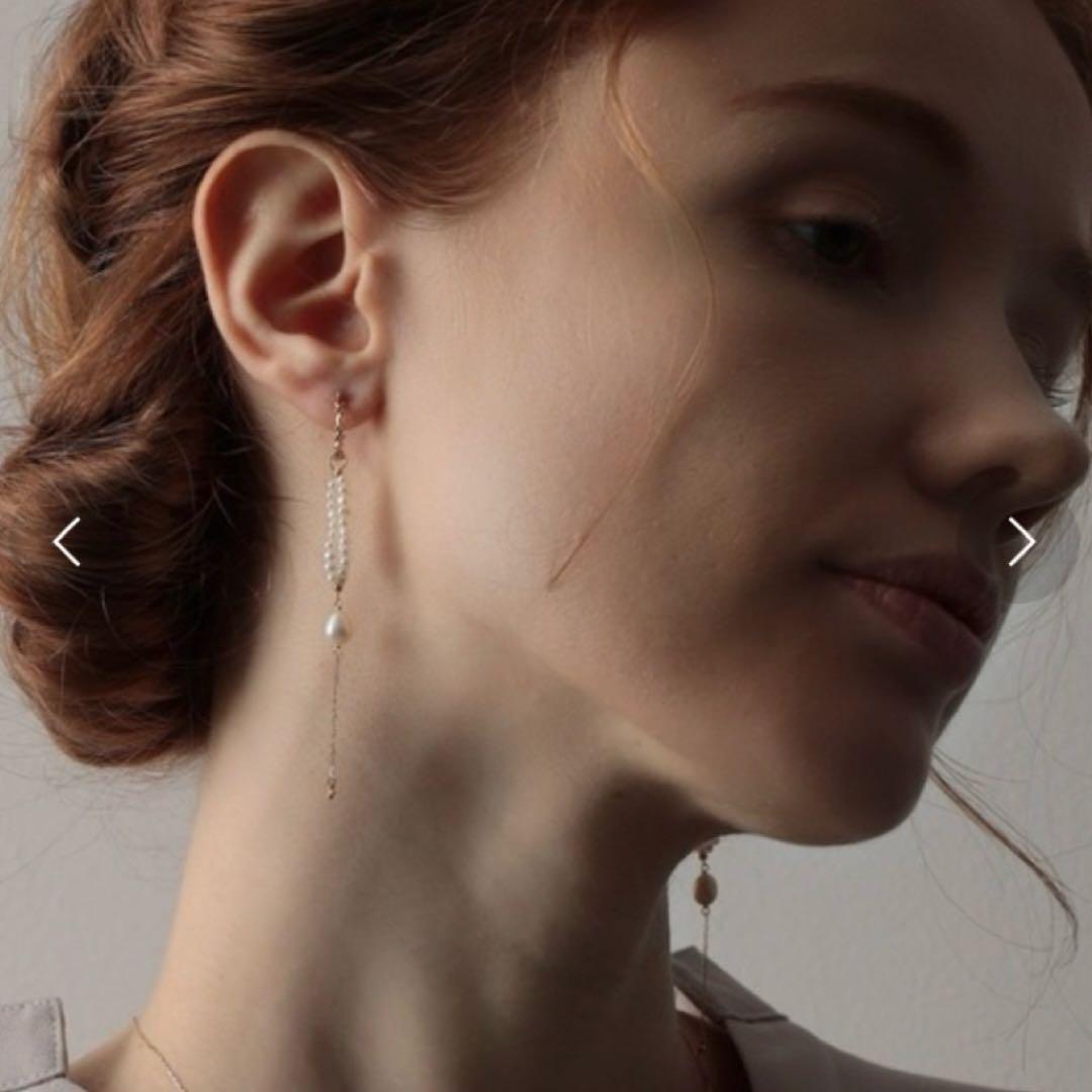 美品★アガット K10 パール ピアスチャーム