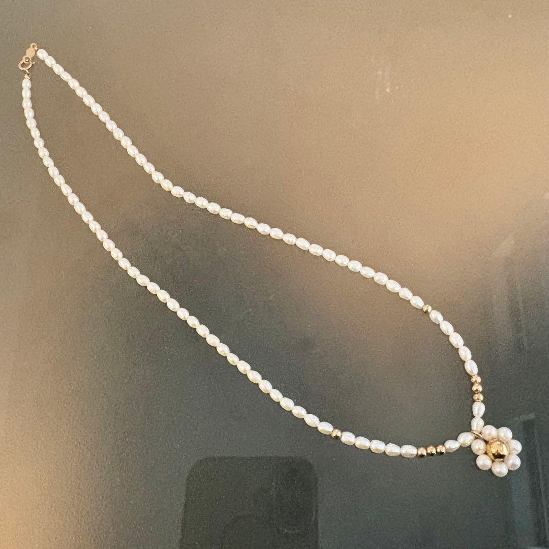 可愛い✨K14 フラワーベビーパールネックレス　本真珠