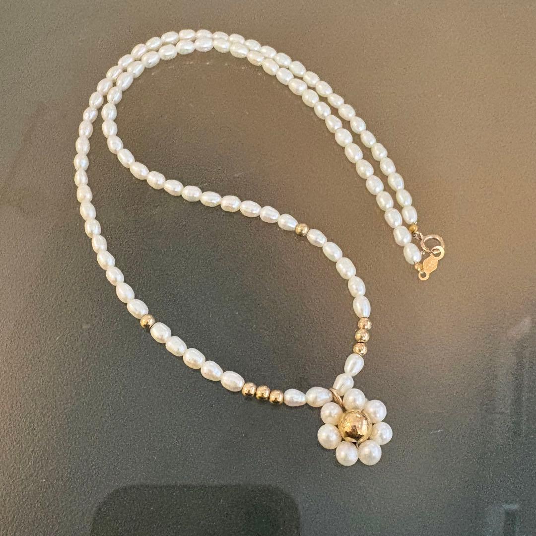 可愛い✨K14 フラワーベビーパールネックレス　本真珠