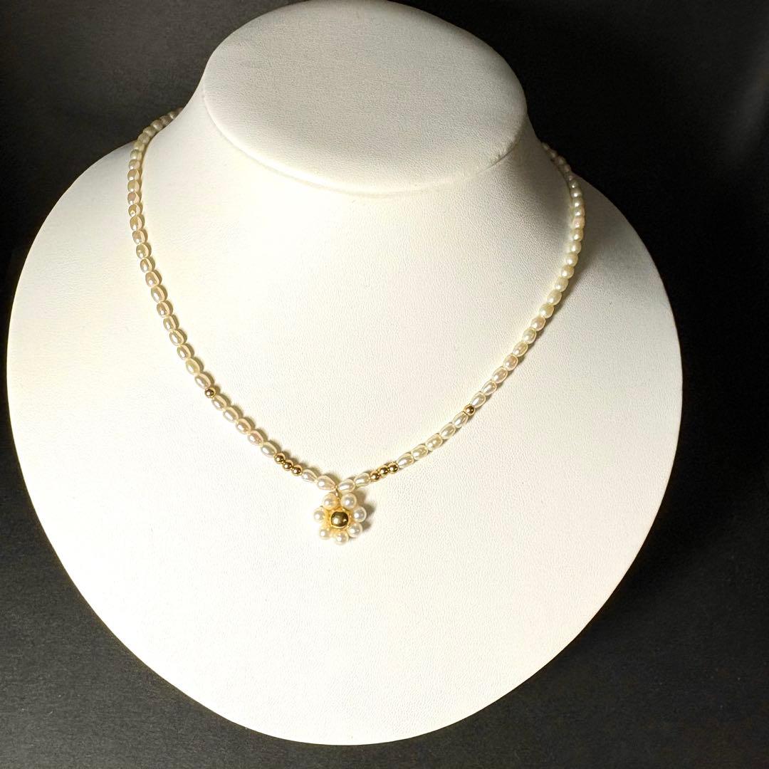 可愛い✨K14 フラワーベビーパールネックレス　本真珠