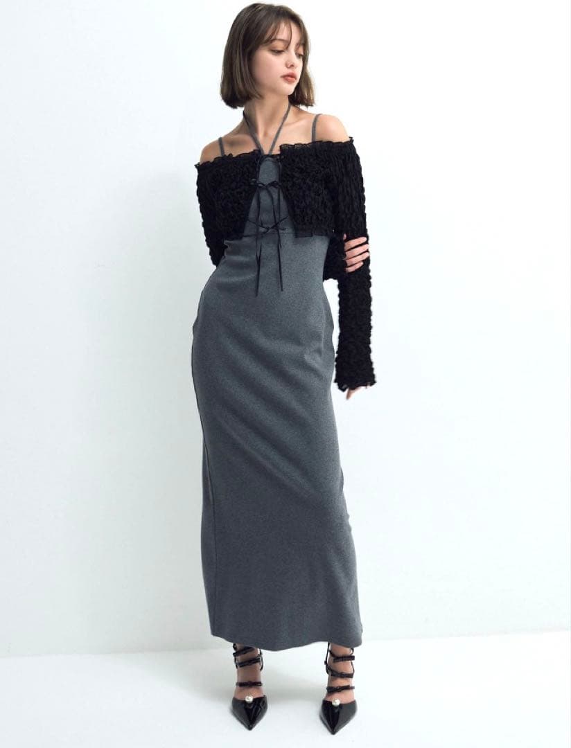 エイミーイストワールeimy istoireシャーリングトップス付きワンピース