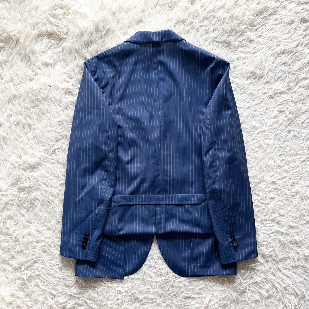 <美品>LARDINI ブルー ウール スーツ サイズ48
