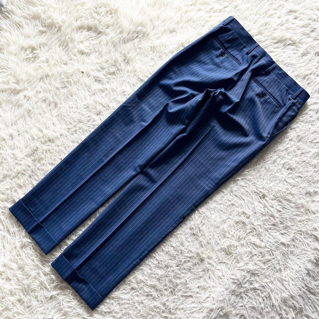 <美品>LARDINI ブルー ウール スーツ サイズ48