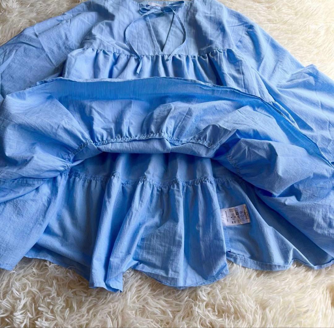 yori ストライプティアードチュニック 長袖 ブラウス