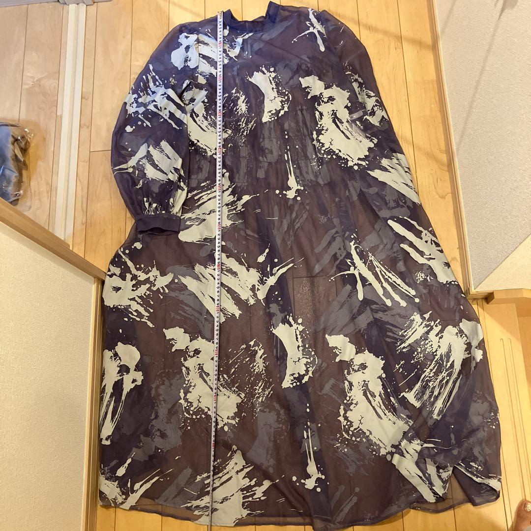 【即完売カラー】RUBBER PAINT ART SHEER DRESS M