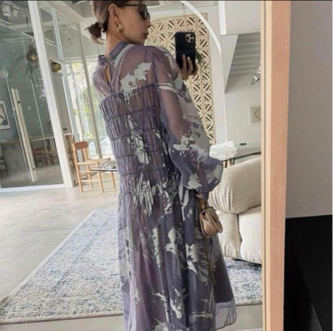 【即完売カラー】RUBBER PAINT ART SHEER DRESS M