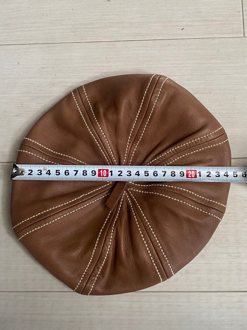 Hermes エルメス ラムレザーベレー帽 ホワイトステッチ