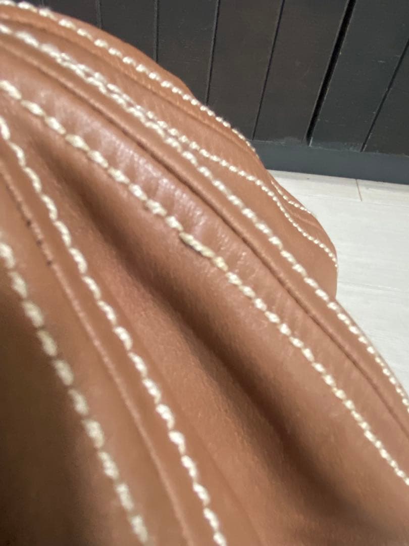 Hermes エルメス ラムレザーベレー帽 ホワイトステッチ