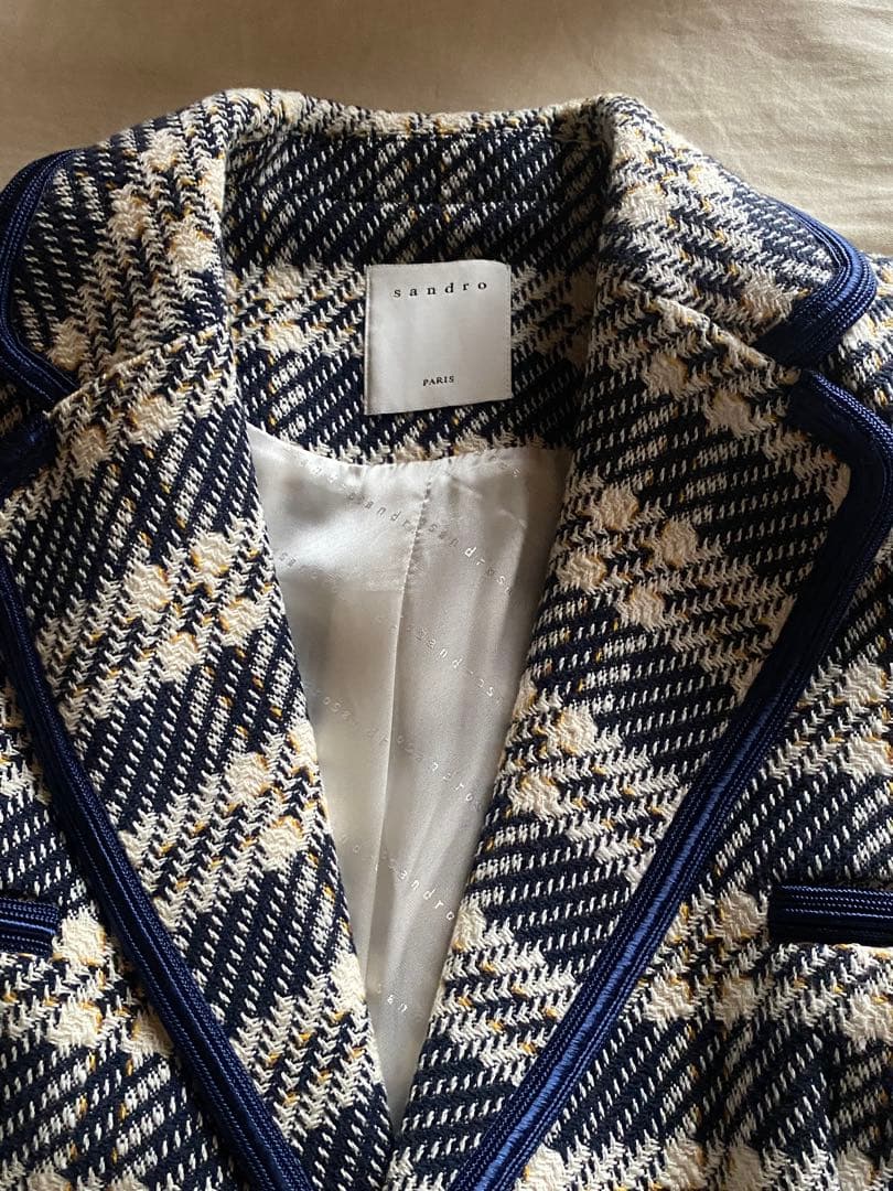 Sandro Paris チェック柄ツイードジャケット