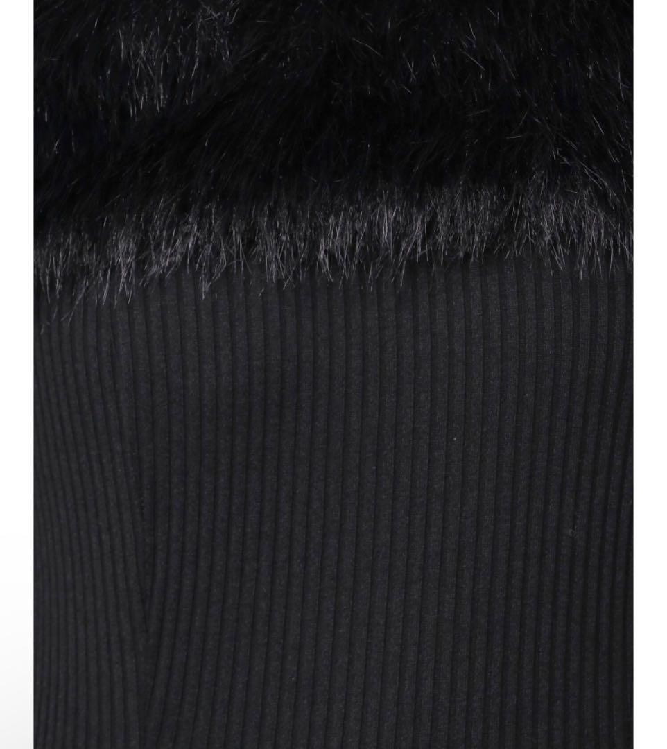 新品未使用 EATME フェイクファー オフショル ミニワンピース ブラック