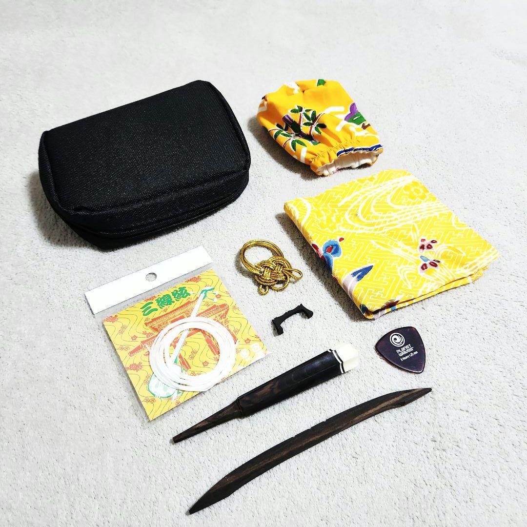 沖縄三線 蛇革調 ケース付属品付き