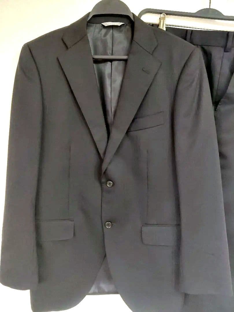 極美品　マリクレール オム スーツ セットアップ ストライプ 黒 96A7