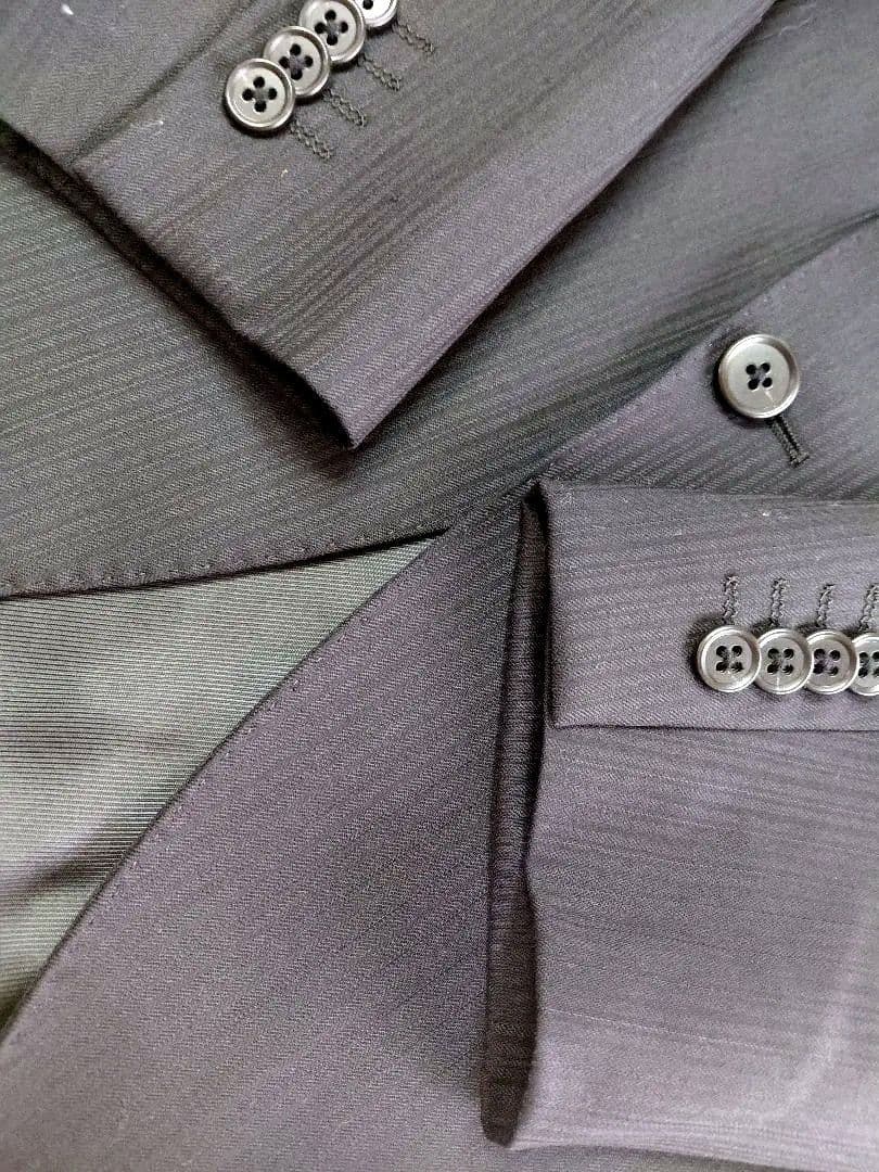 極美品　マリクレール オム スーツ セットアップ ストライプ 黒 96A7