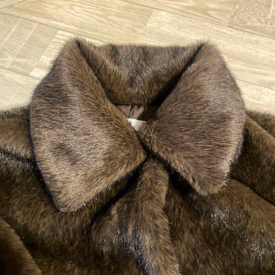 <EMMEL REFINES>フェイクファー ミディアム コート ダークブラウン