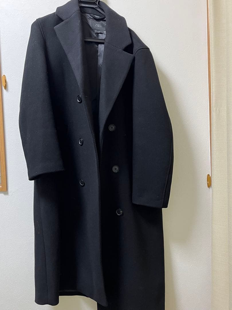 ZARA ウール混ダブルブレストコート ベルト付