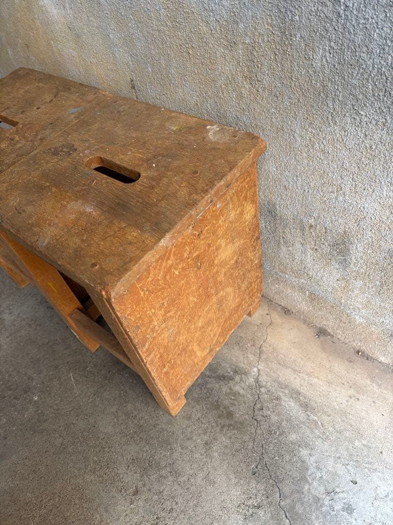 図工椅子　角椅子　角スツール　昭和レトロ　ビンテージ　2個セット