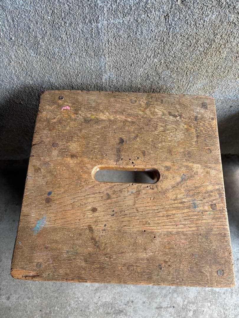 図工椅子　角椅子　角スツール　昭和レトロ　ビンテージ　2個セット