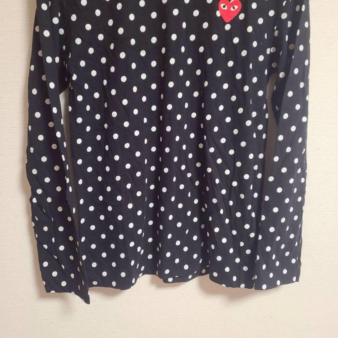 プレイコムデギャルソン ドット柄 長袖 Tシャツ ロンT M ハート 水玉 黒