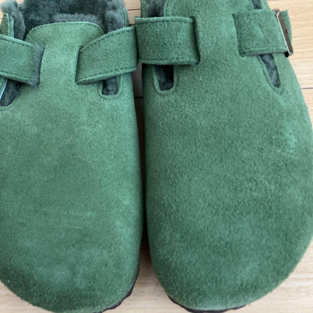 新品未使用品　ビルケンシュトック　ボストンファー　グリーン
