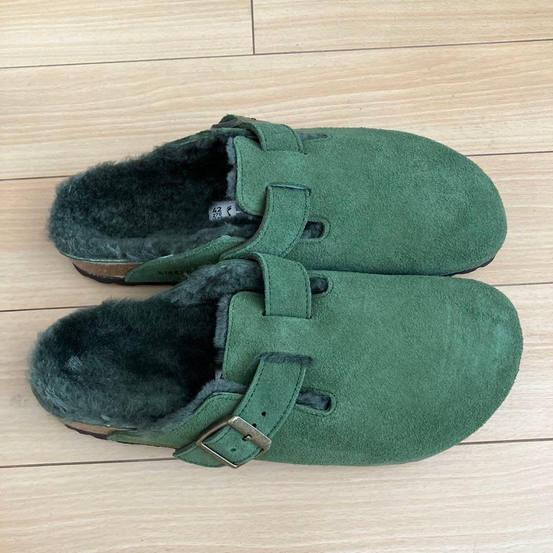 新品未使用品　ビルケンシュトック　ボストンファー　グリーン