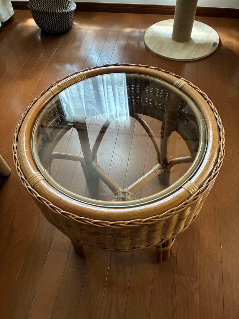 Emi★ラタン 籐のテーブルアジアンヴィンテージ 昭和レトロ アンティーク