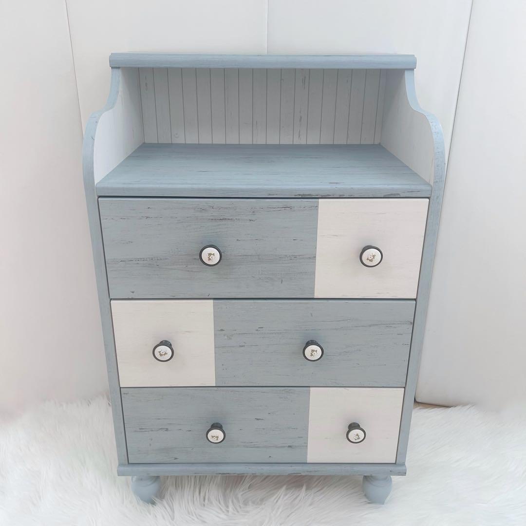 白井産業　フレンチシャビー チェスト　フレンチカントリー　ペールブルー　北欧