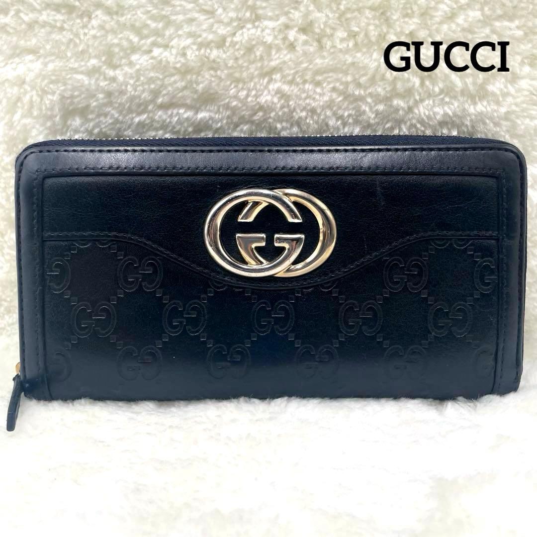 美品 グッチ GUCCI 長財布 スーキー インターロッキング シマ GG