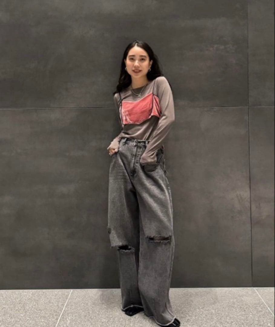 トップス Ameri VELOUR BRA SET CUT TOP