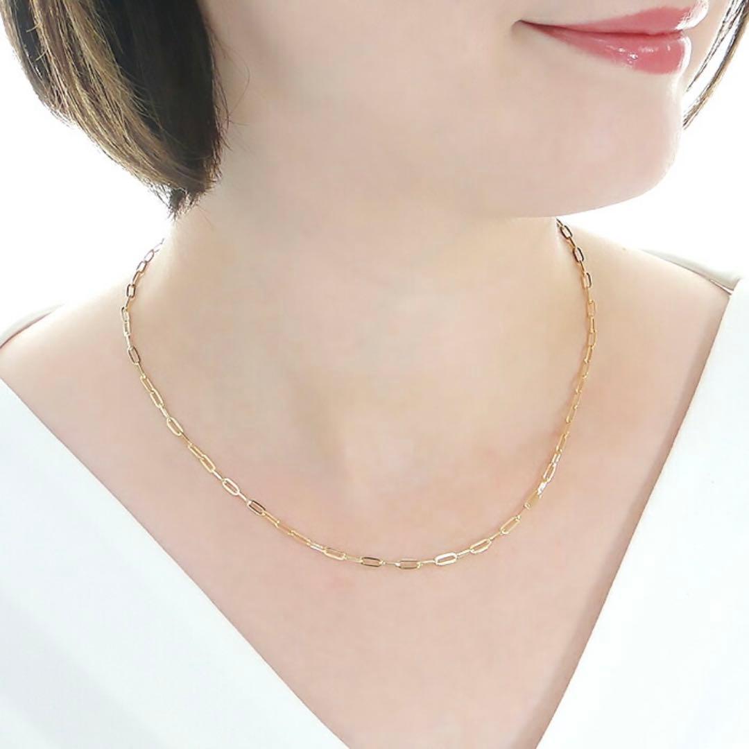 K18YGペーパークリップチェーンネックレス幅2.7㎜全長50㎝