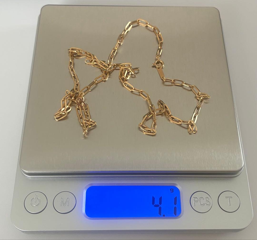 K18YGペーパークリップチェーンネックレス幅2.7㎜全長50㎝