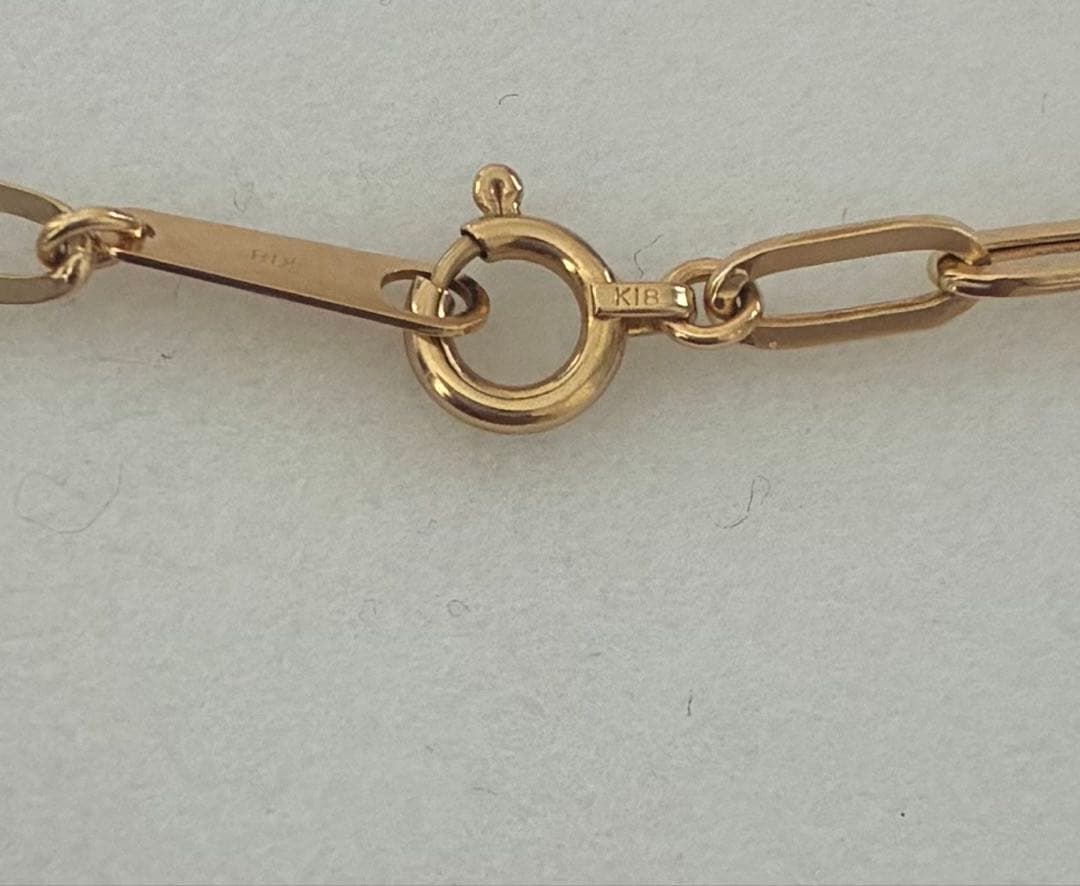 K18YGペーパークリップチェーンネックレス幅2.7㎜全長50㎝