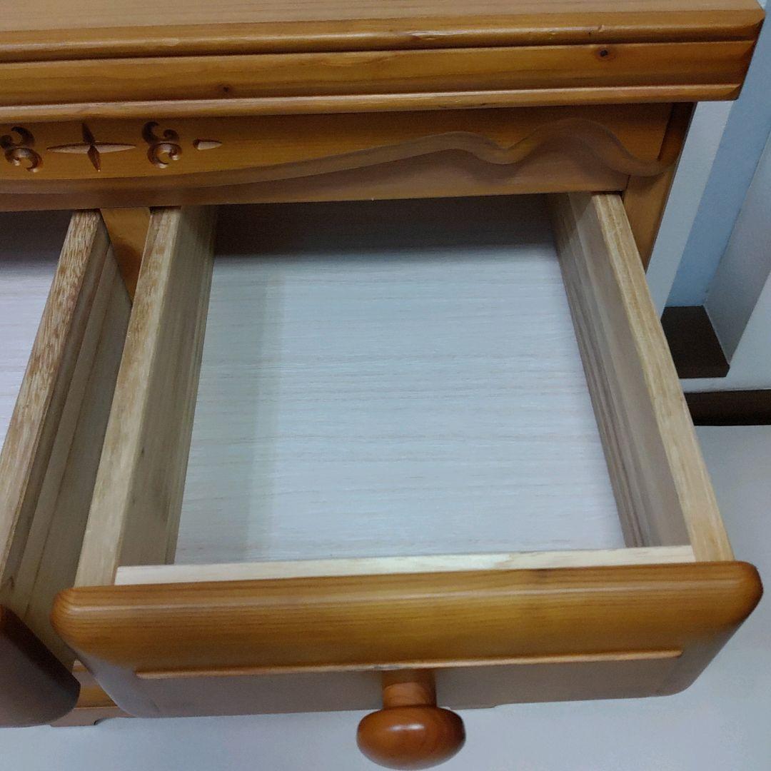 カントリー家具　北欧風　ガラス キャビネット　引き出し2杯　高さ調整棚板2枚