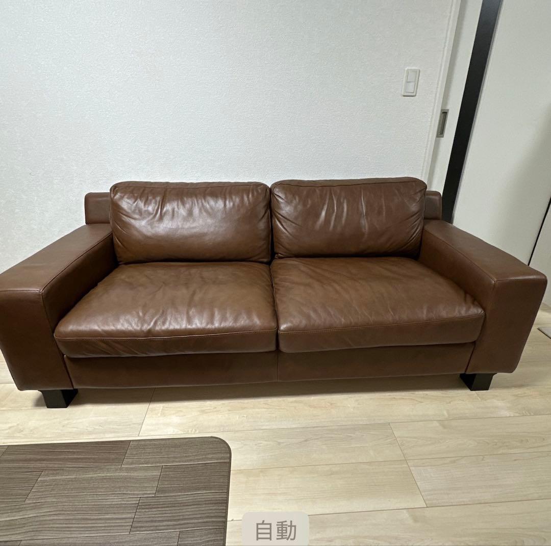 送料無料！美品　IDEE イデー セリュー 本革キャメルヴィンテージ3Pソファ