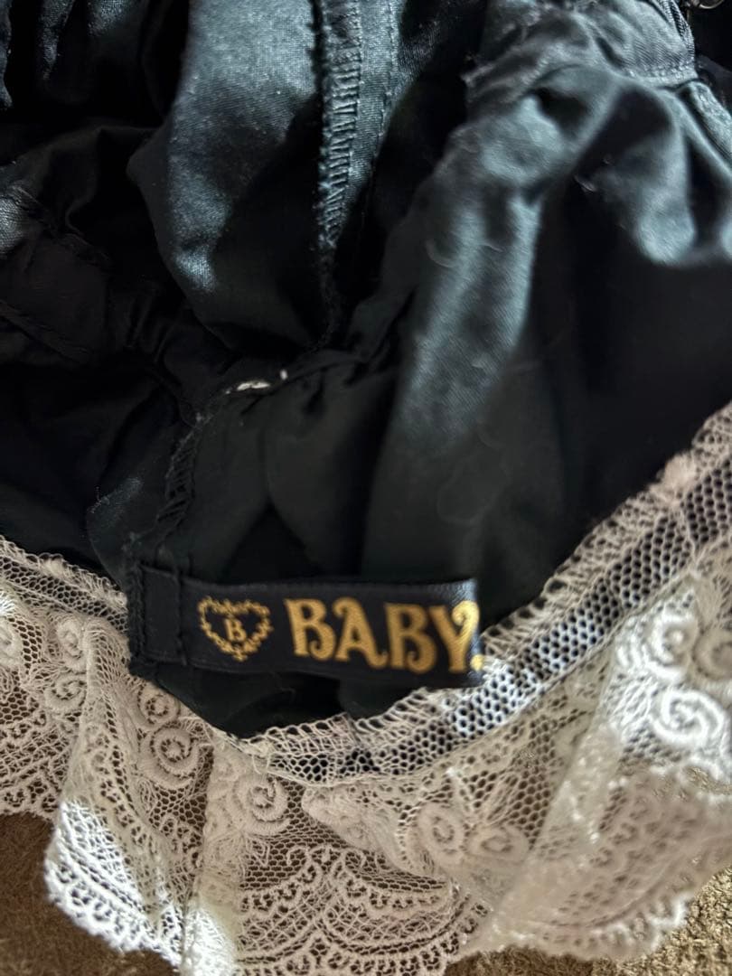 ベイビーザスターズシャインブライト　ボンネットリボン　ブラック×ホワイト