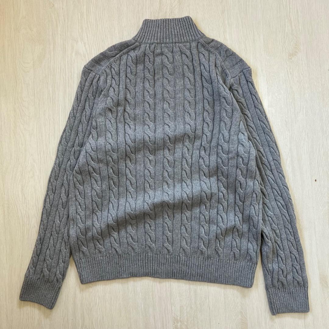 新品 正規品 ラルフローレン ケーブルニット セーター グレー L QRタグ付き