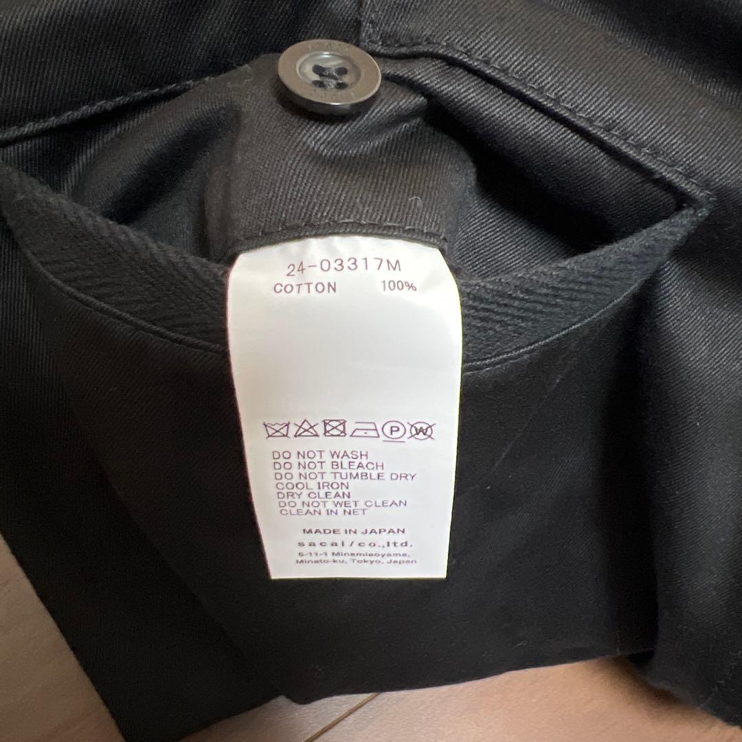 sacai 24SS ベルテッドチノ　サイズ2 ブラック