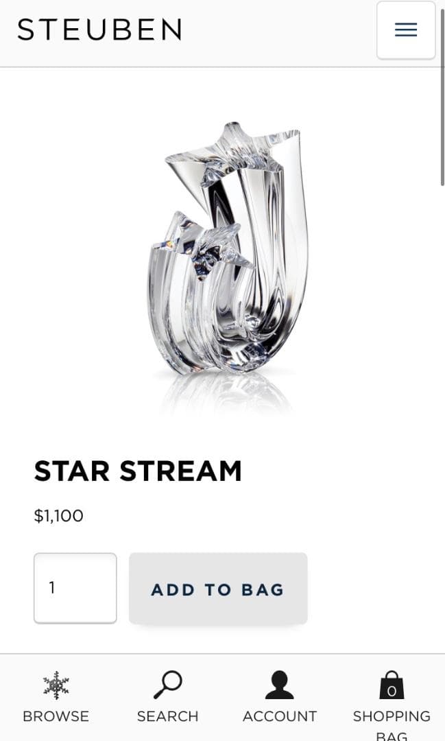 希少 極美品 スチューベン クリスタル オブジェ スターストリーム 流星 箱付