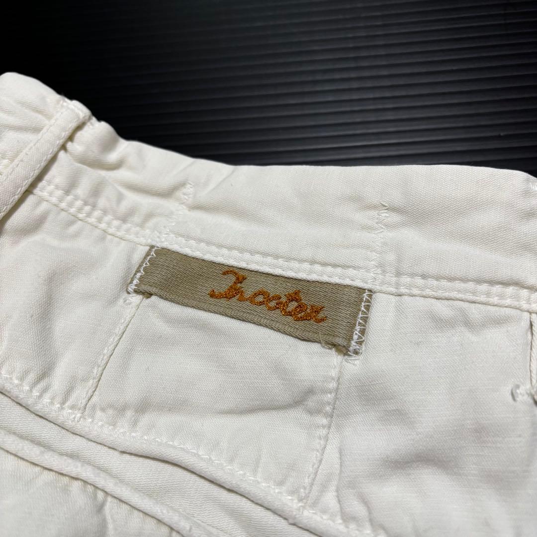 【インコテックス】オフホワイト リネン　メンズ　チノ　パンツ　ルーマニア　麻