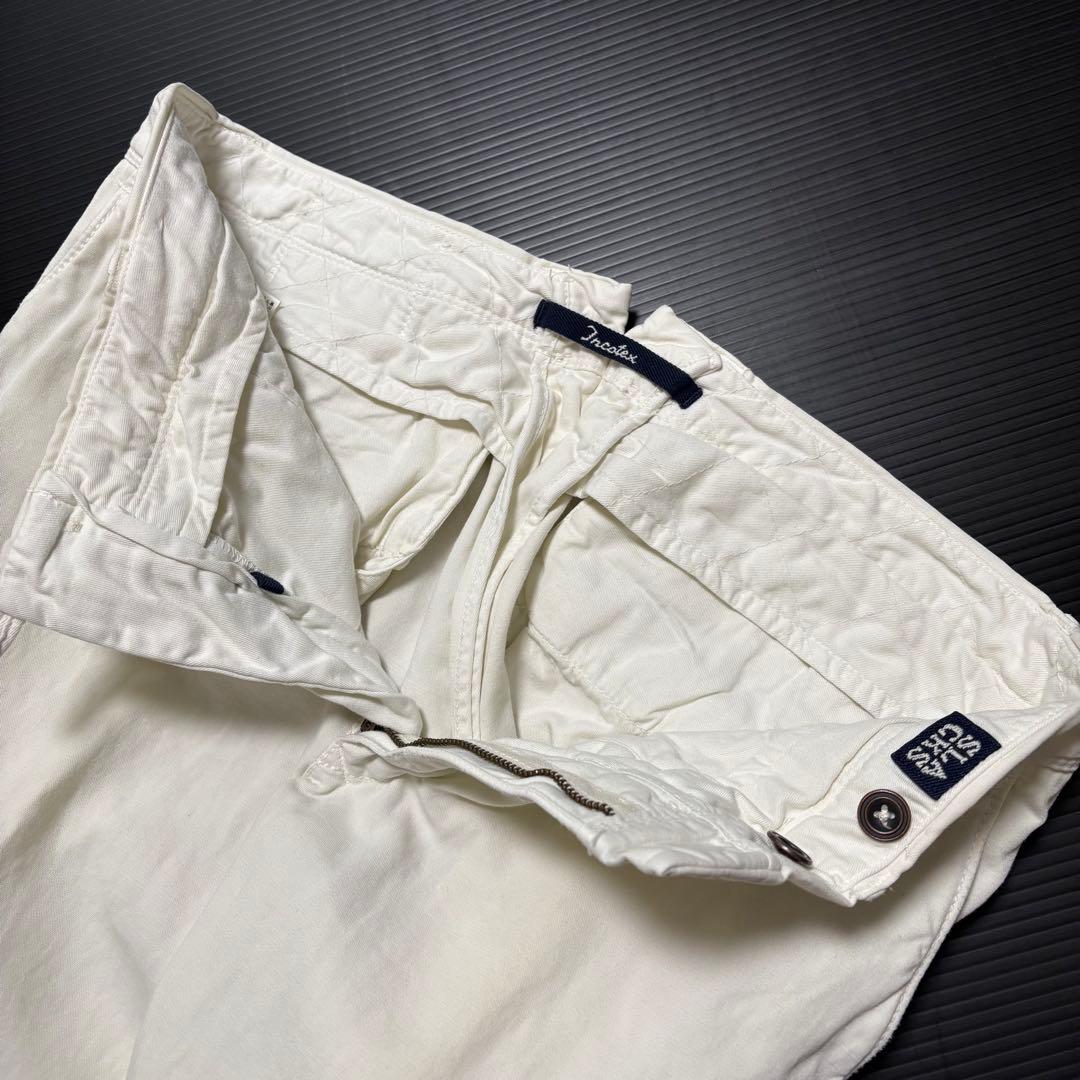 【インコテックス】オフホワイト リネン　メンズ　チノ　パンツ　ルーマニア　麻