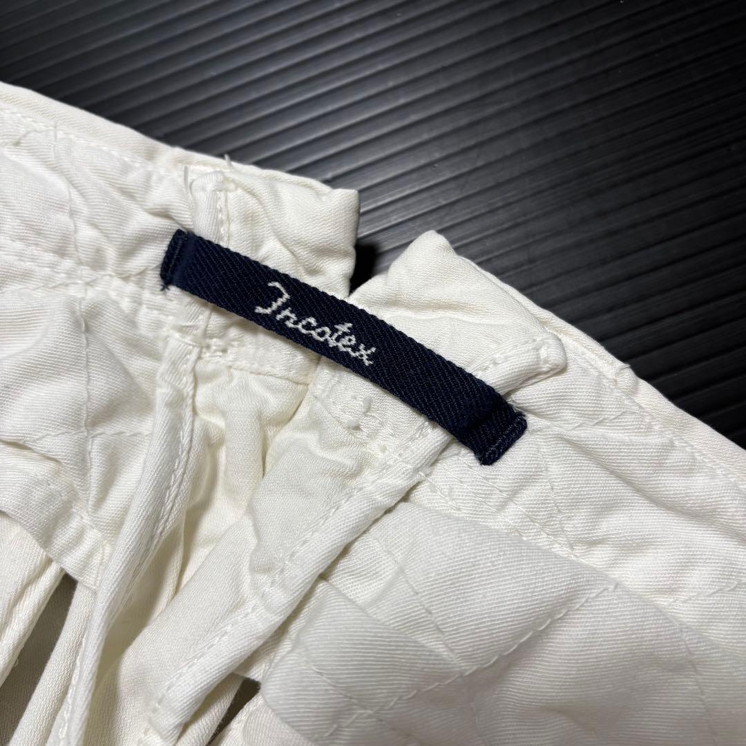 【インコテックス】オフホワイト リネン　メンズ　チノ　パンツ　ルーマニア　麻